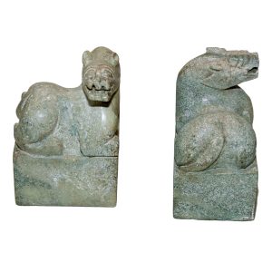 Pair of Natural Stone Asian Horse Bookends