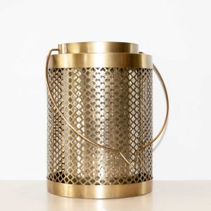 Brass Effect Fretwork Storm Lantern