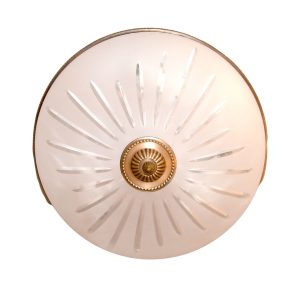 Belton Brass Flush Ceiling Light with Spear Cut Glass