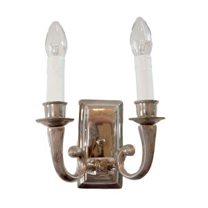 Berkeley Nickel Double Wall Light with Oblong Backplate