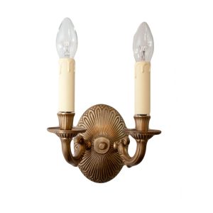 Blenheim Brass Double Wall Light with Oval Backplate