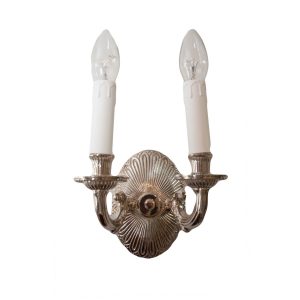 Blenheim Nickel Double Wall Light with Oval Backplate