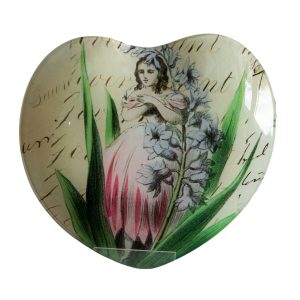 John Derian - Glass Heart Shaped Plate -Lady