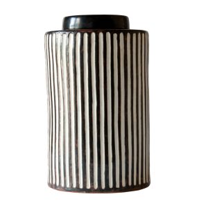 Black & White Striped Ceramic Tea Caddy