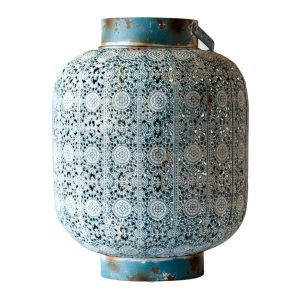 Antiqued Blue Metal Lantern