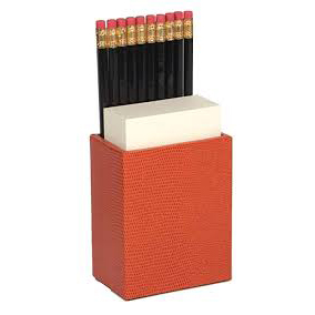 'Pencil and Paper' Caddy Orange- Faux Lizard Skin