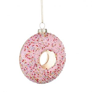 Iced Doughnut Glass Christmas Ornament