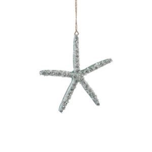 .Glass - Blue Starfish Christmas Tree Decoration