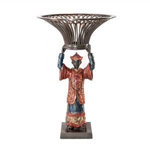 Bronze Man Holding Basket 