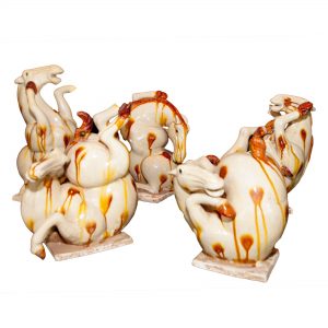 Set of Five Ceramic Hysterical Horses