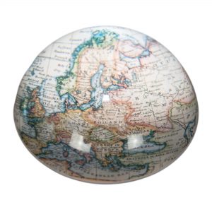 Glass Round Map Paperweight