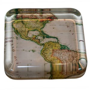 Glass Square Map Paperweight Various