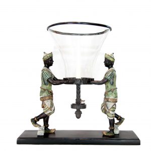 Dua Laki Laki Bronze Men Holding Hurricane Lamp