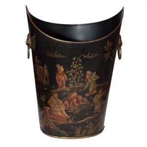 Saddle Topped Waste Bin with Brass Handles, Chinese Design 