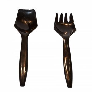 Pair of Black Horn Salad Servers 1