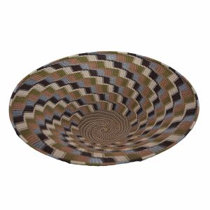 Earthtone Large Round Handwoven Telephone Wire Lampshade Basket